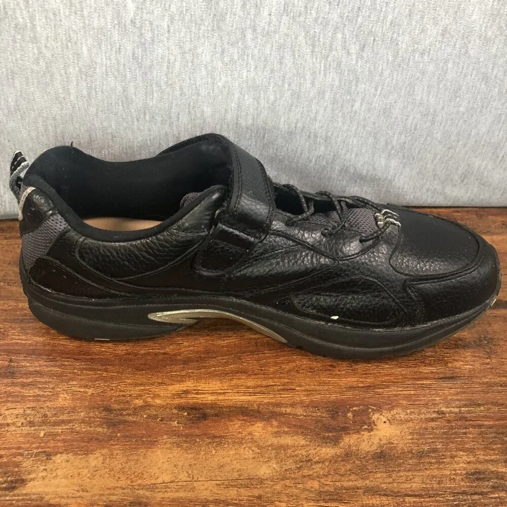 Dr. Comfort Winner Men Size‎ 12 Diabetic Hook Loop Black Leather Shoes Sneakers
